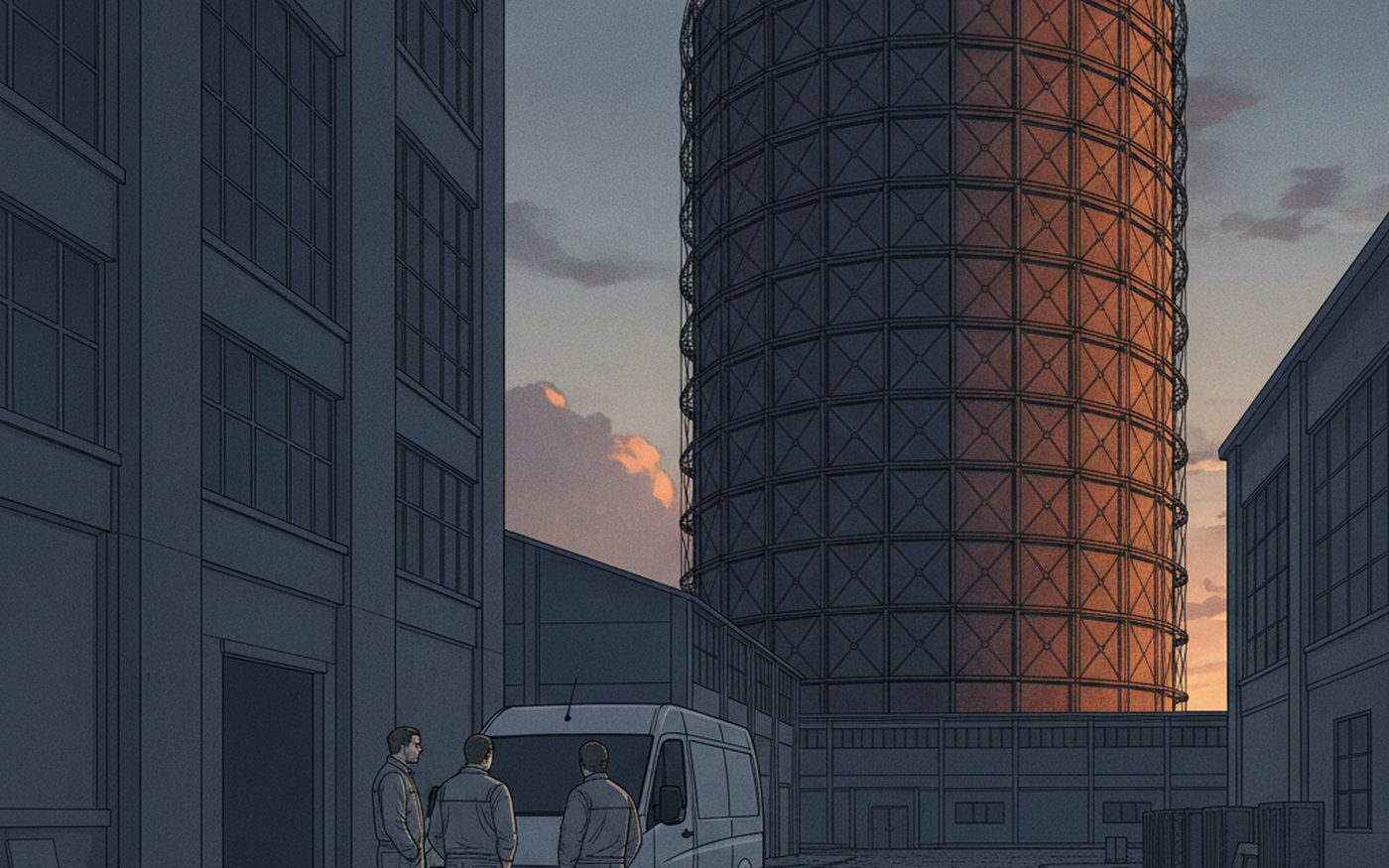 Entrümpelung in Oberhausen – Team vor dem Gasometer